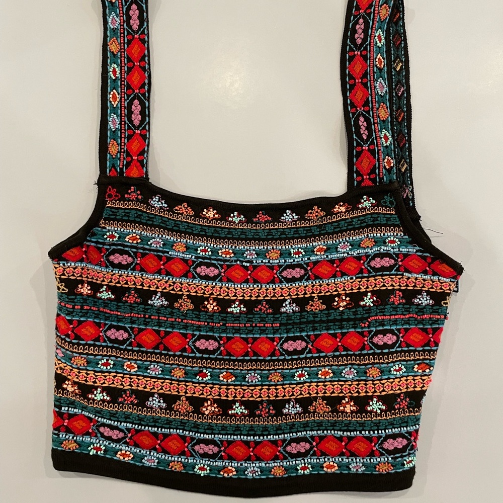 Zara knit hand beaded top